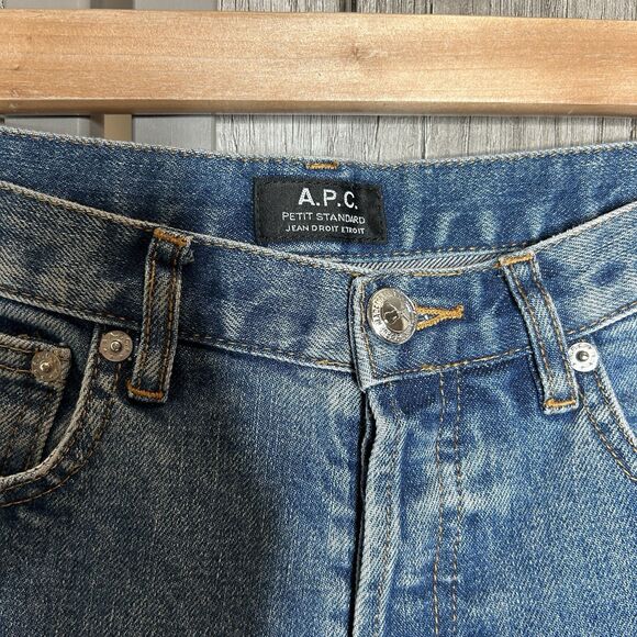 A.P.C. Jeans Size 29 Petit Standard Droit Etroit Straight Slim Leg Blue - Picture 3 of 6